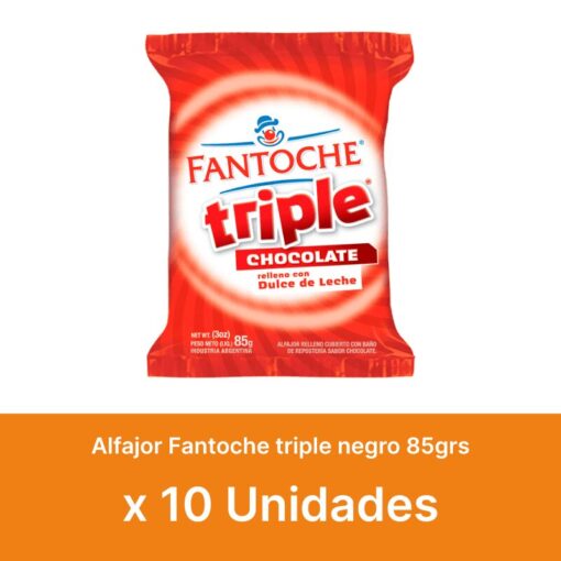AHORRO 18% Alfajor Fantoche negro triple 85grs x10u ( $ 550 la unidad )