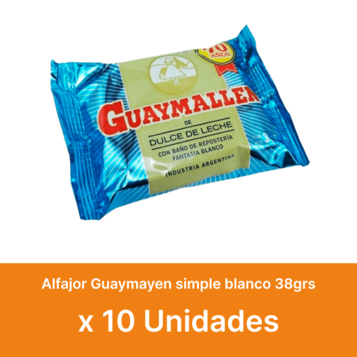 AHORRO 19% Alfajor Guaymallen simple blanco 38grs x10u ( $ 210 la unidad )