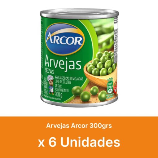 AHORRO 20% Arvejas secas Arcor 300grs x6u ( $ 820 la unidad )