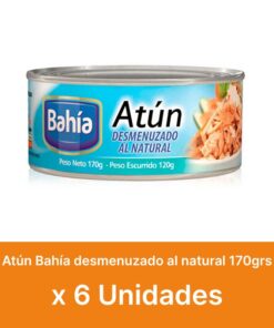 AHORRO 44% Atún desmenuzado al natural BAHÍA 170grs x6u ( $ 1100 la unidad )