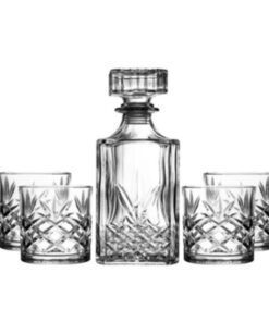 Botella de vidrio tallado 750ml + 6 Vasos 340ml