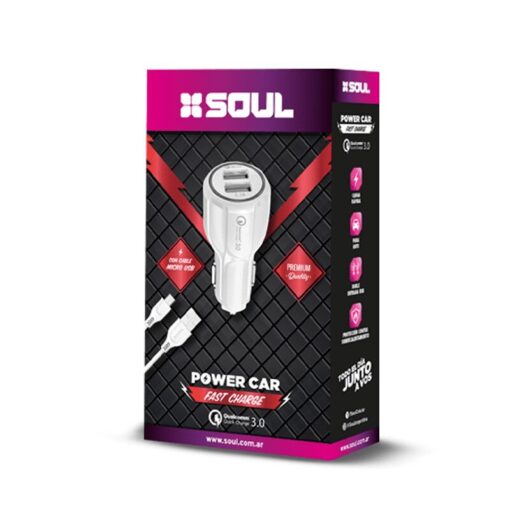 CARGADOR AUTO SOUL CARGA RÁPIDA DOBLE USB
