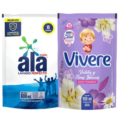 Combo Jabón Líquido Ala 800ml + Suvizante Vivere 900ml