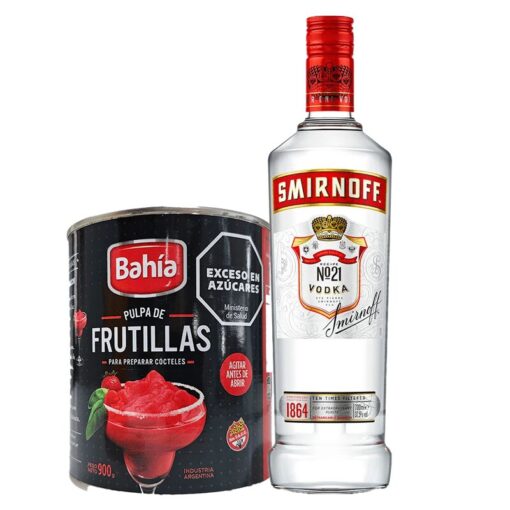 Combo Vodka Smirnoff 700ml + Pulpa de frutilla Bahía 900grs