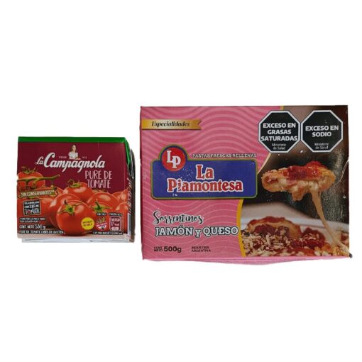 Promo Sorrentinos Jamon y Queso Piamontesa + Pulpa de tomate La Campagnola 530g