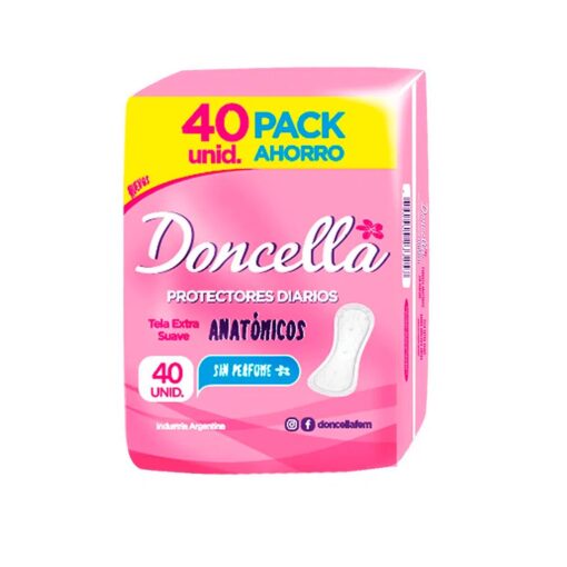 Protectores Doncella anatómicos 40u s/perfume