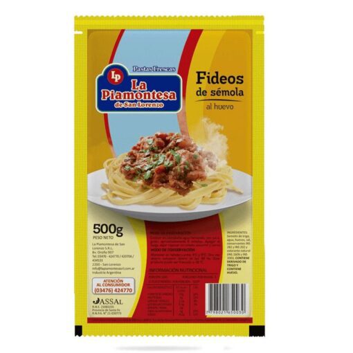 Fideos de sémola La piamontesa Cinta Media 500grs