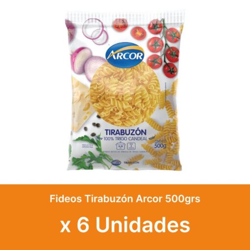 AHORRO 25% Fideos Tirabuzón Arcor 500grs x6u ( $ 1200 la unidad )
