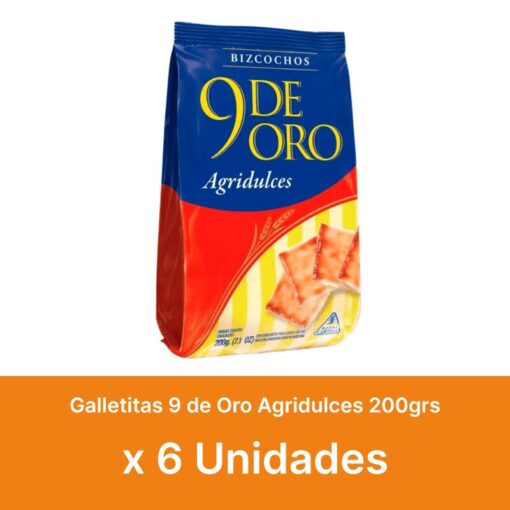 AHORRO 20% Galletitas 9 de Oro Agridulces 200grs x6u ( $ 630 la unidad )