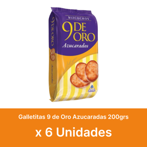 AHORRO 20% Galletitas 9 de Oro Azucaradas 200grs x6u ( $ 630 la unidad )