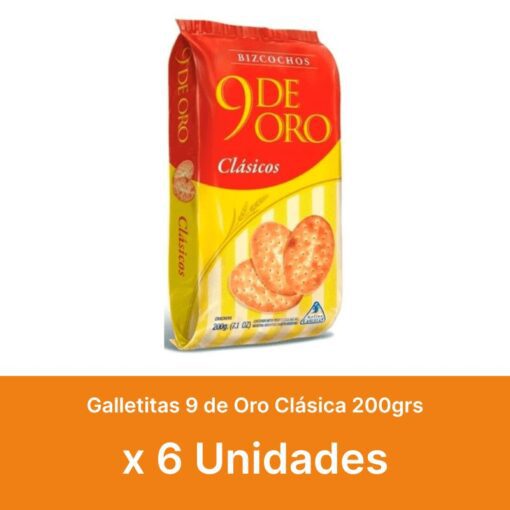 AHORRO 20% Galletitas 9 de Oro Clásicas 200grs x6u ( $ 630 la unidad )