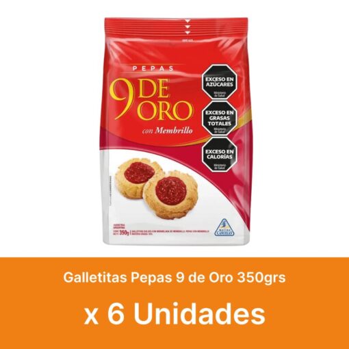 AHORRO 48% Galletitas Pepas 9 de Oro 350grs x6u ( $ 800 la unidad )