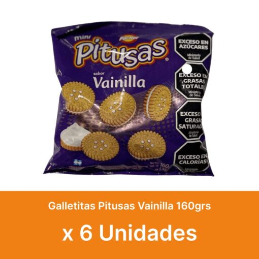 AHORRO 27% Galletitas Pitusas Vainilla 160grs x6u ( $ 700 la unidad )