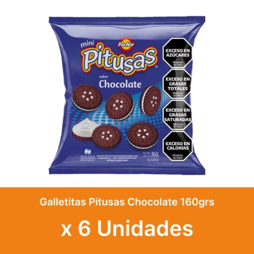 AHORRO 27 % Galletitas Pitusas Chocolate 160grs x6u ( $ 700 la unidad )