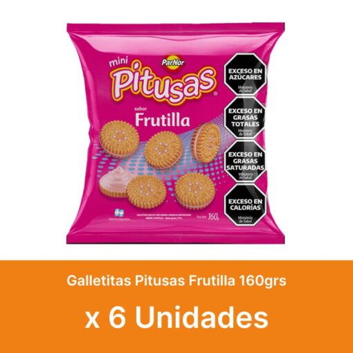 AHORRO 27% Galletitas Pitusas Frutilla 160grs x6u ( $ 700 la unidad )