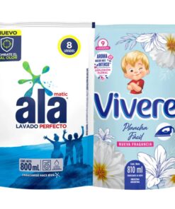 Jabón Líquido Ala Matic 800ml + Suavizante Vivere Plancha Fácil 810ml