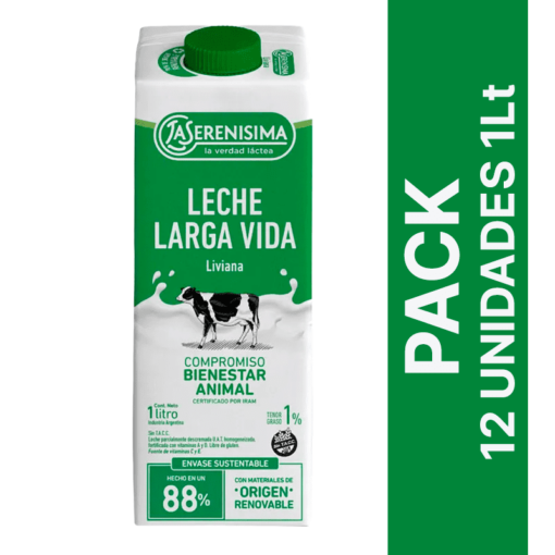 Leche descremada La Serenísima PACK 12 u x1Lt