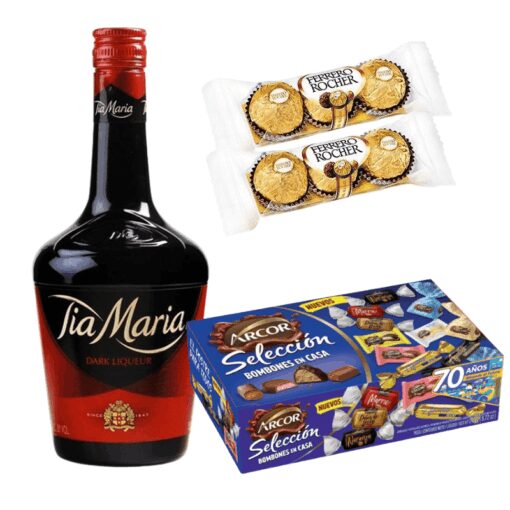 Licor Tía María 690ml + Selección bombones + 2 Ferrero Rocher