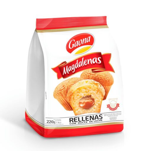 Magdalenas rellenas dulce de leche 220Gr