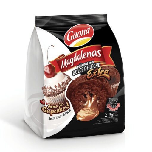 Magdalenas rellenas dulce de leche extra 215grs