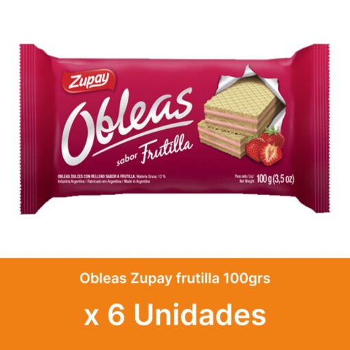 AHORRO 10% Obleas Zupay frutilla 100grs ( $ 470 la unidad )