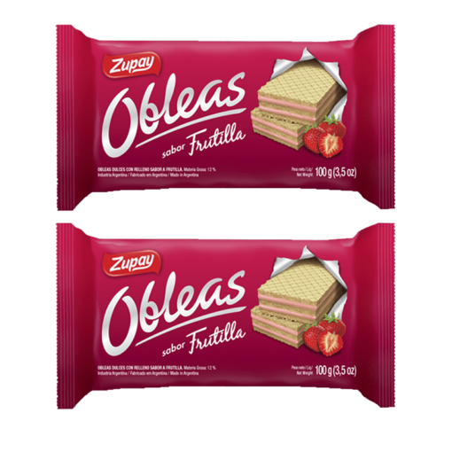 Obleas Zupay Frutilla 100grs x2 ( precio x unidad $ 450 )