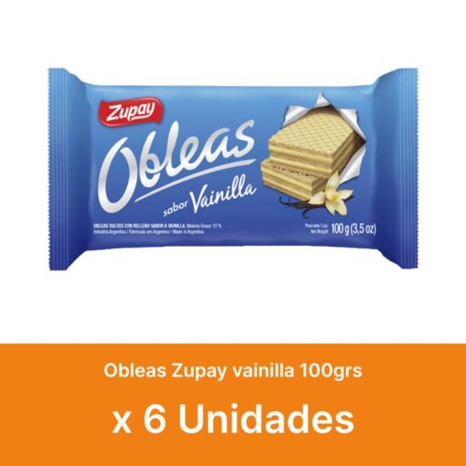 AHORRO 10% Obleas Zupay vainilla 100grs ( $ 470 la unidad )