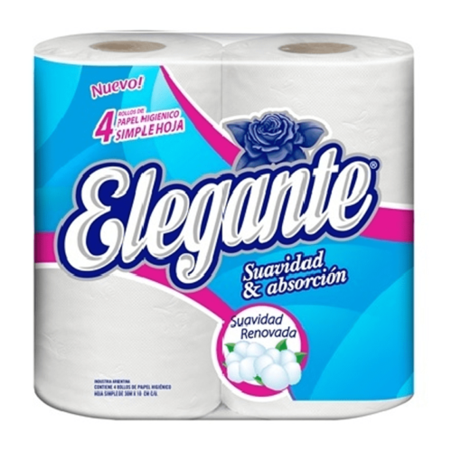 Papel Higiénico Elegante hoja simple x4u