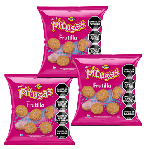 Galletitas Pitusas sabor frutilla 160grs x3u ( precio x unidad $ 750 )