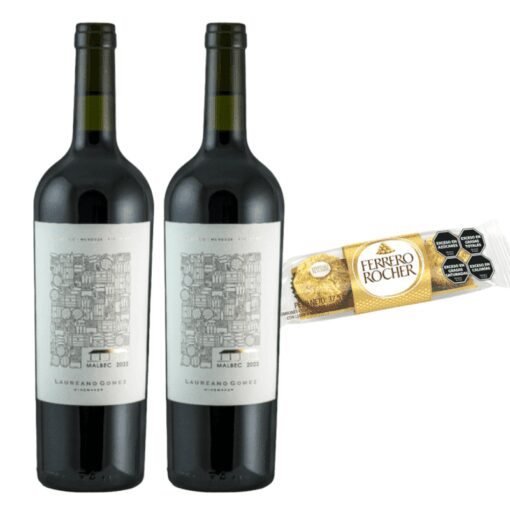 Vino Laureano Gomez Tetris Malbec 750ml x2u + Ferrero Rocher (paquete de 3 unidades)