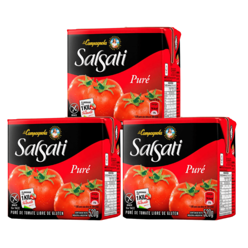 Puré de tomates Salsati 520grs x3u (precio x unidad $ 900)