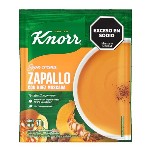Sopa crema zapallo Knorr con nuez moscada 70gr Rinde 1L