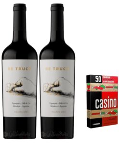 Vino Andeluna ReTruco malbec 750ml x2u + maso de naipes