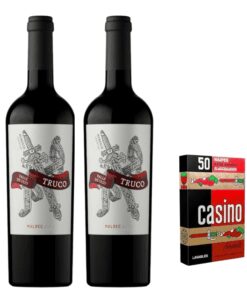 Vino Andeluna Truco malbec 750ml x2u + maso de naipes
