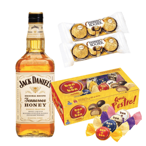 Whisky Jack Daniels Honey 1lt + Bon o Bon surtido + 2 Ferrero Rocher