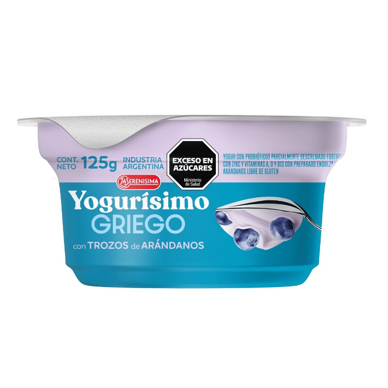 Yogurt Griego Yogurísimo con trozos de arándanos 125grs