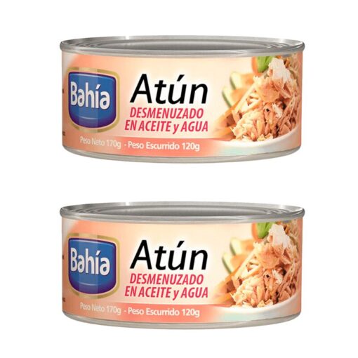 Atún Bahía desmenuzado en aceite y agua 170grs x2u